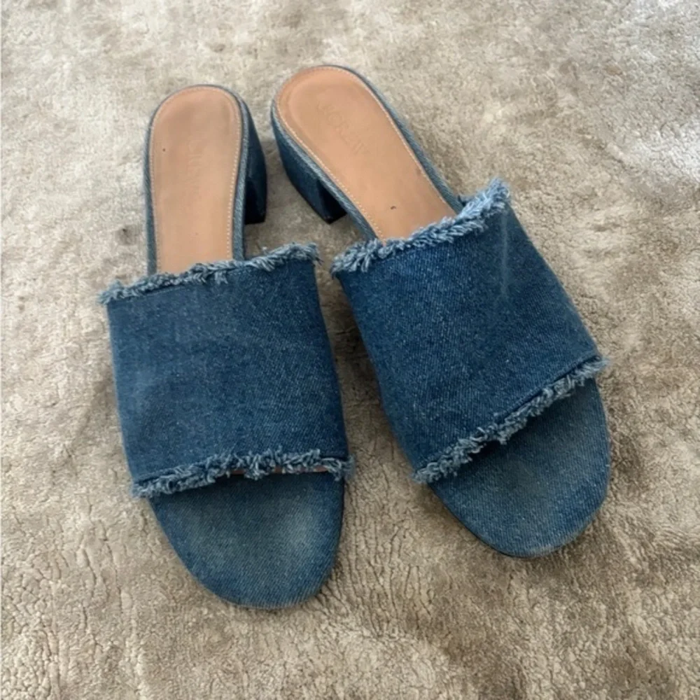 J.Crew Denim Low Heel Mules Sandals